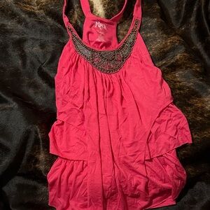 Wrangler Beaded Pink Layered Tank Top
